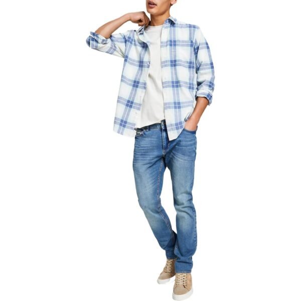 Sun + Stone Mens Plaid Cotton Button-Down Shirt - Image 3